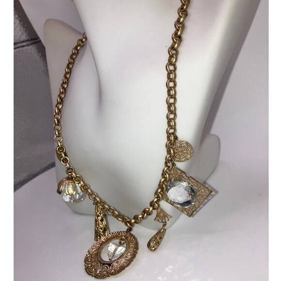 Vintage Filigree Charms Gold-Tone 18 1/8" Necklace! - Picture 4 of 16